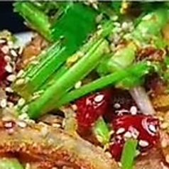 牛ハチノスの和え物/季節の生野菜の中華味噌付けセット/ナスの甘酢炒め 各