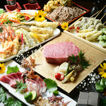 天串のメニューを存分にお楽しみ頂けるコースを2500円～ご用意。＋税込1500円で飲み放題も◎