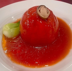 丸ごとトマトとエビの甘酢ソース