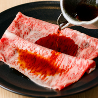 黒毛和牛サーロイン焼きすき【絡むタレ、まとう卵黄】