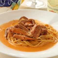 渡りカニのトマトクリームスパゲティ ~長年愛されたカニの濃厚パスタ~