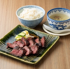 【ご飯がすすむ！】牛ハラミ焼定食【テールスープ・麦めし付】3枚（180g）
