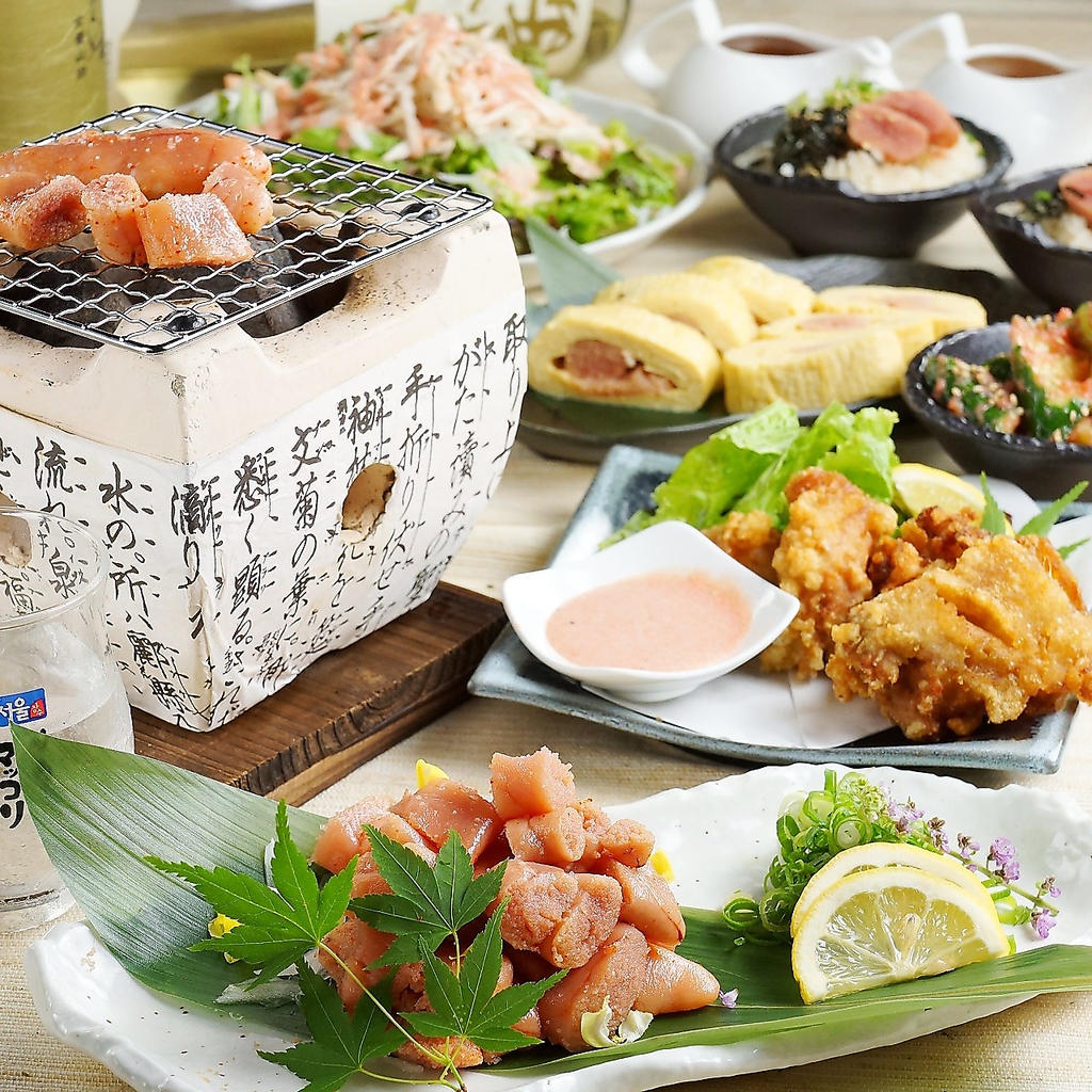 『たらふく明太子コース』てんこ盛り明太子七輪焼き《全9品》2時間飲放付4500円⇒日～木3500円