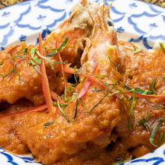 さくさく揚げ海老のレッドカレーソース