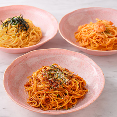 ミートソーススパゲッティ/カルボナーラ/海老のトマトビスクソースパスタ