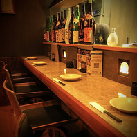 お一人様でも大歓迎！サシ飲みにも人気のカウンター席