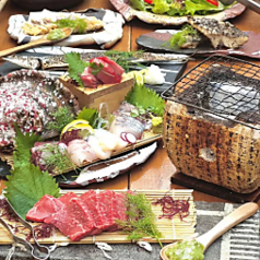 炭焼きと魚貝と日本酒 魚's man うおーずまんのコース写真