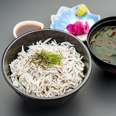 『釜揚げしらす丼』ふんわりやさしい味わいのしらすがたっぷりと。(小盛り)