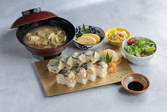 【新定番】このさば棒鮨と貝汁のご膳(このしろ&焼き鯖)