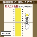 【パターン５】掘りごたつ個室（最大24名様）掘りごたつの完全個室は24名様までご利用可能です。木の温もりを感じ、和の趣溢れる店内は落ち着いた雰囲気となっております♪各種シーズンの宴会に最適です！！