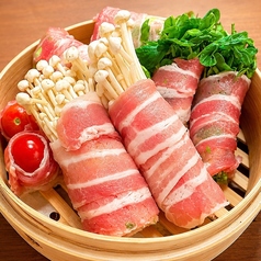 肉巻きの蒸籠蒸し