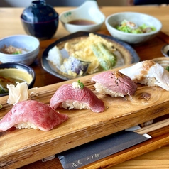 新登場！肉寿司四種と天ぷら膳