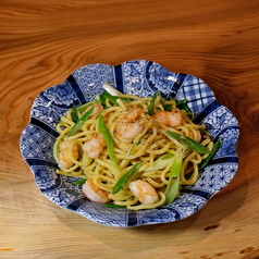 海老と九条葱の鉄板しお焼きそば