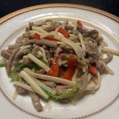 マコモタケと豚肉の細切り炒め