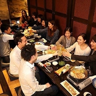 掘りごたつ席で大宴会！特製鍋と旨い酒で最高の乾杯を！