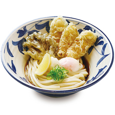 甘辛かしわ天と舞茸天のぶっかけうどん