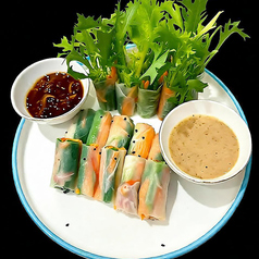 羊ハツの和え物/季節野菜の春巻き/冷菜三種盛り合せ