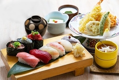 天ぷらと天然地魚寿司御膳