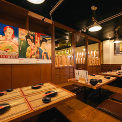 のんびりおくつろぎ頂ける掘りごたつ席。お席の貸切時は2名席を追加可能です◎大人数様でのご宴会も当店にお任せください！最大70名様までご案内可能な広々とした店内は、端から端まで見渡すことができる掘りごたつ個室を完備しております。乾杯の音頭や宴会途中の移動もスムーズ！各種宴会にぜひご利用ください。