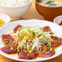 [新鮮！]かつお刺　ニンニクネギ醤油ダレ定食