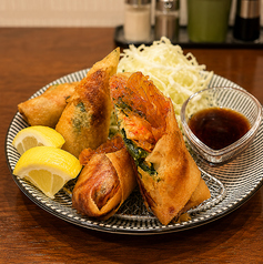 豚キムチャプチェの揚げ春巻き