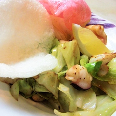 ゲソとキャベツの醤油バター