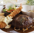 料理メニュー写真&nbsp;手ごねハンバーグ＆エビフライランチ