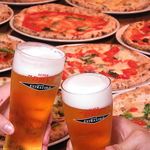 仕事終わりにピッツァと生ビールで乾杯！！