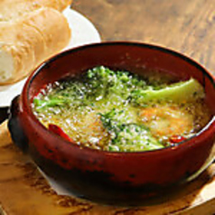 エビとブロッコリーのアヒージョ<バケット付>