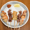 料理メニュー写真&nbsp;【Aセット】焼き鳥/ホタテ貝/厚揚げ/ししとう　たれ味　四串
