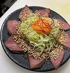 牛ハツニンニク刺し