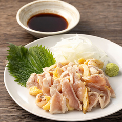 親鶏むね肉の炙り刺し ~わさび醤油で~