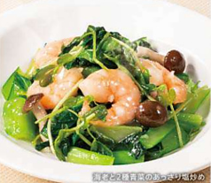 海老と2種青菜のあっさり塩炒め