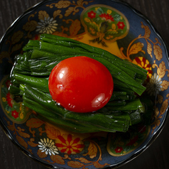 にらのお浸し釜玉風