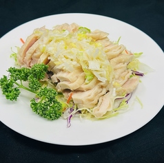 蒸し鶏葱オイルかけ