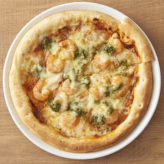 プリプリ海老のバジル風味ピザ/クアトロフォルマッジ