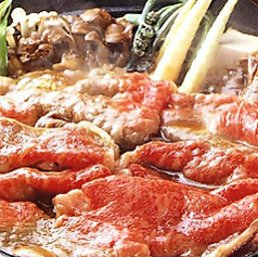 黒毛和牛バラ・豚ロース(カナダ産)食べ放題【すき焼き】