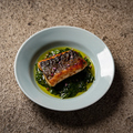 料理メニュー写真&nbsp;鱸のムニエル オクラとモロヘイヤのズッパ