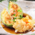 料理メニュー写真 エビアボガドの天ぷら・半熟卵の天ぷら