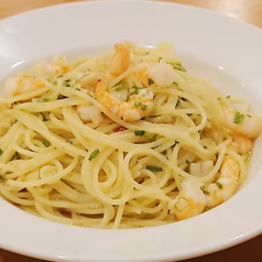 エビとミニネギのペペロンチーノ