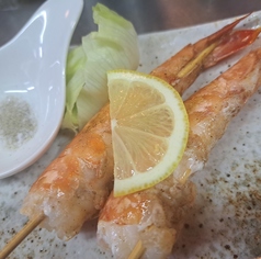 黄金のえび串焼き