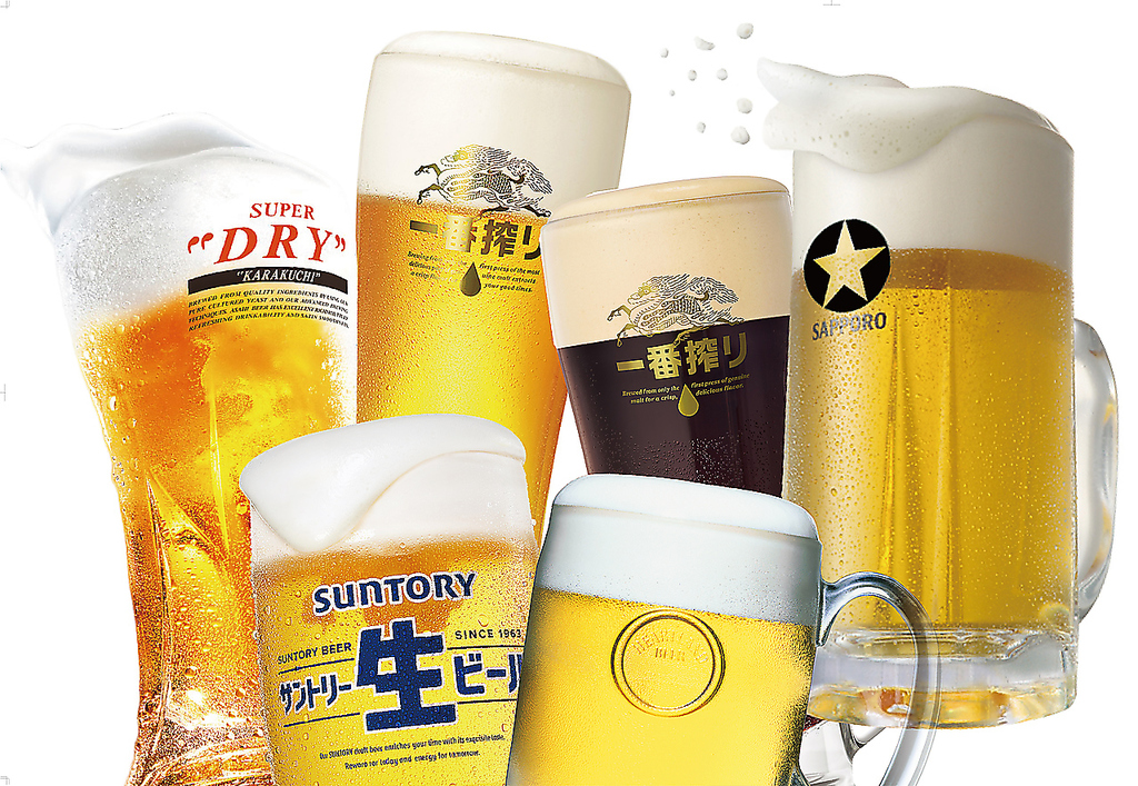 ビールメーカー4社の推しビールが夢コラボ♪飲み比べをお楽しみください。