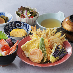 彩り海鮮丼とごちそう天麩羅の晩酌定食