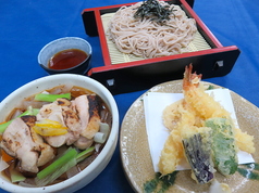 平日限定 ランチメニュー 大山鶏のつけそばと天ぷら