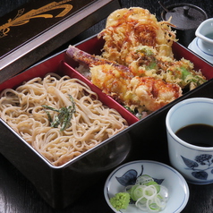 三浦地魚お三浦鎌倉野菜の天丼そばセット