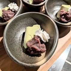 手作り緑茶パンナコッタと粒あん