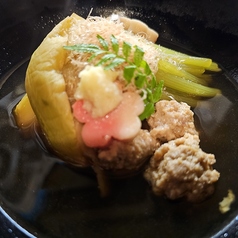 加茂茄子と鴨つみれの炊き合わせ