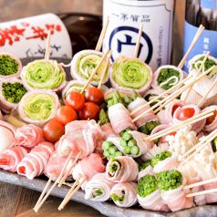 沖縄県産豚バラ肉を使った野菜串巻き♪の写真