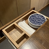 「お皿、おしぼり、爪楊枝」一部テーブル席常設