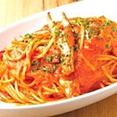 渡り蟹のトマトクリームパスタ